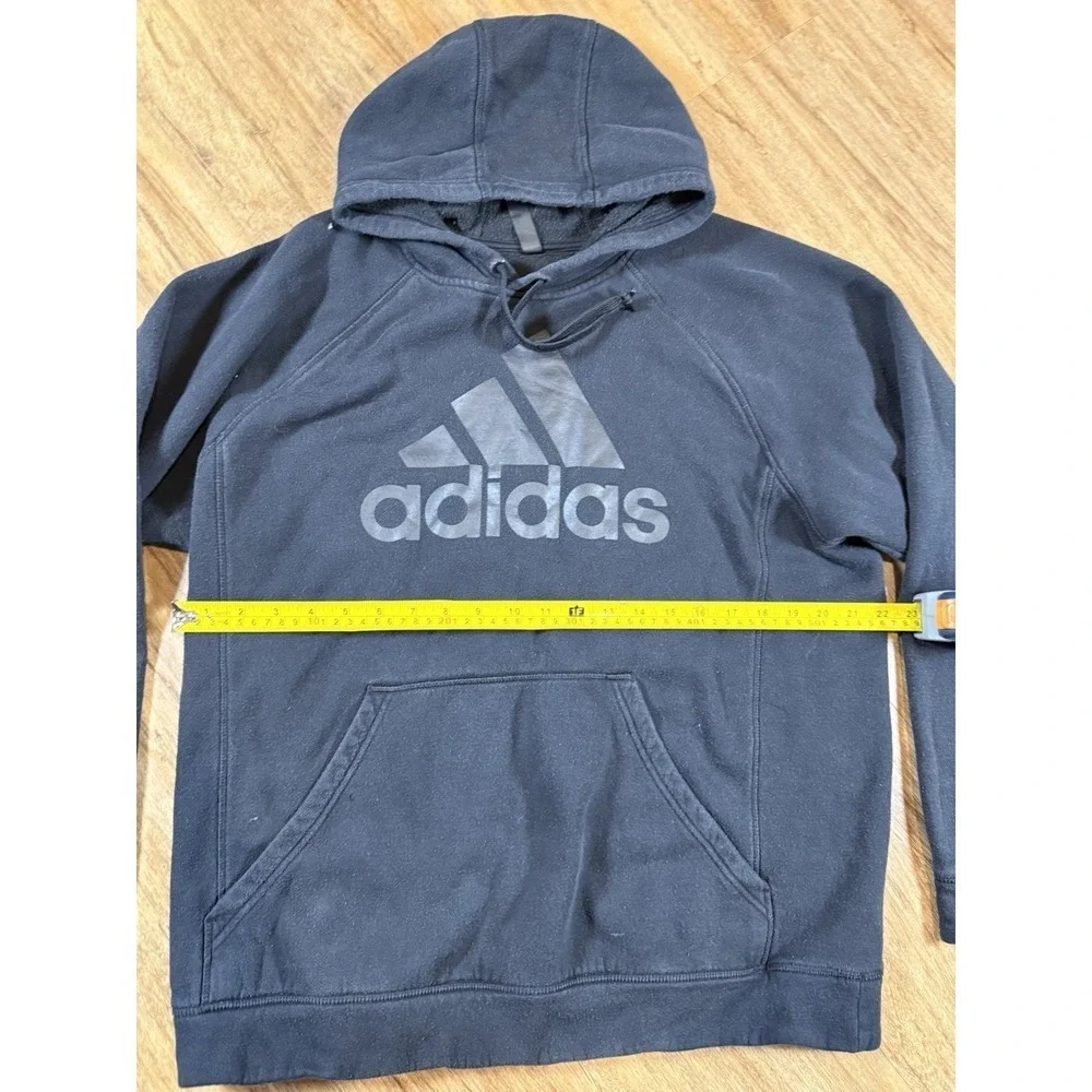 Adidas Mens Large Black Big Logo Pullover Hoodie Sweatshirt Fleece